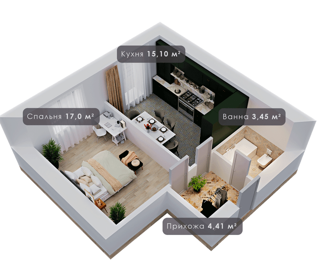 1-комнатная 40.46 м² в ЖК Урожайный от 12 000 грн/м², Ивано-Франковск