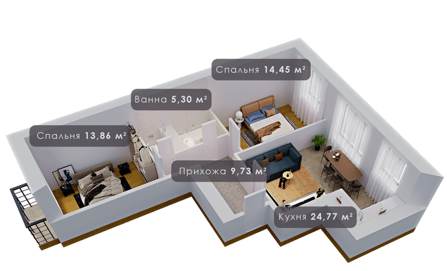 2-кімнатна 68.61 м² в ЖК Урожайний від 12 000 грн/м², Івано-Франківськ