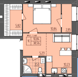 1-кімнатна 38.56 м² в ЖК ZigZag від 16 700 грн/м², Рівне