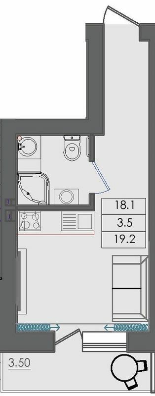 Смарт 19.2 м² в ЖК Smart House від 15 450 грн/м², м. Южне