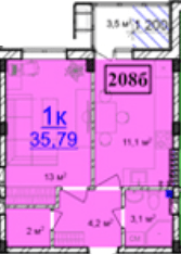 1-кімнатна 35.79 м² в ЖК Маріїнський від 15 000 грн/м², смт Великодолинське