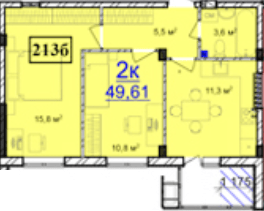 2-комнатная 49.61 м² в ЖК Мариинский от 14 450 грн/м², пгт Великодолинское