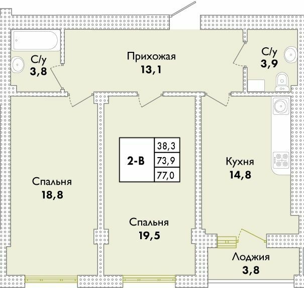 2-кімнатна 75 м² в ЖК Парк Совіньон від 21 900 грн/м², смт Таїрове