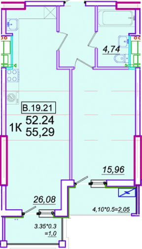 1-кімнатна 54.18 м² в ЖК Родос від 27 800 грн/м², Одеса
