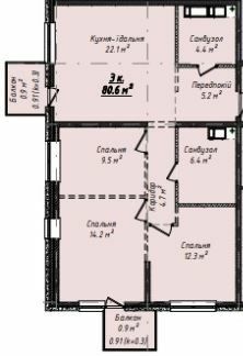 3-кімнатна 80.6 м² в ЖК Скай Сіті Плюс від 24 700 грн/м², Одеса