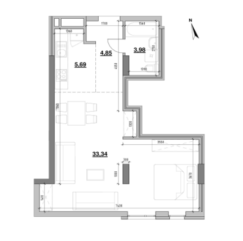 1-комнатная 47.86 м² в ЖК Америка от 26 504 грн/м², Львов