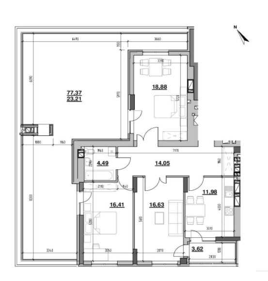3-комнатная 109.27 м² в ЖК Ріел Сіті от 21 521 грн/м², Львов