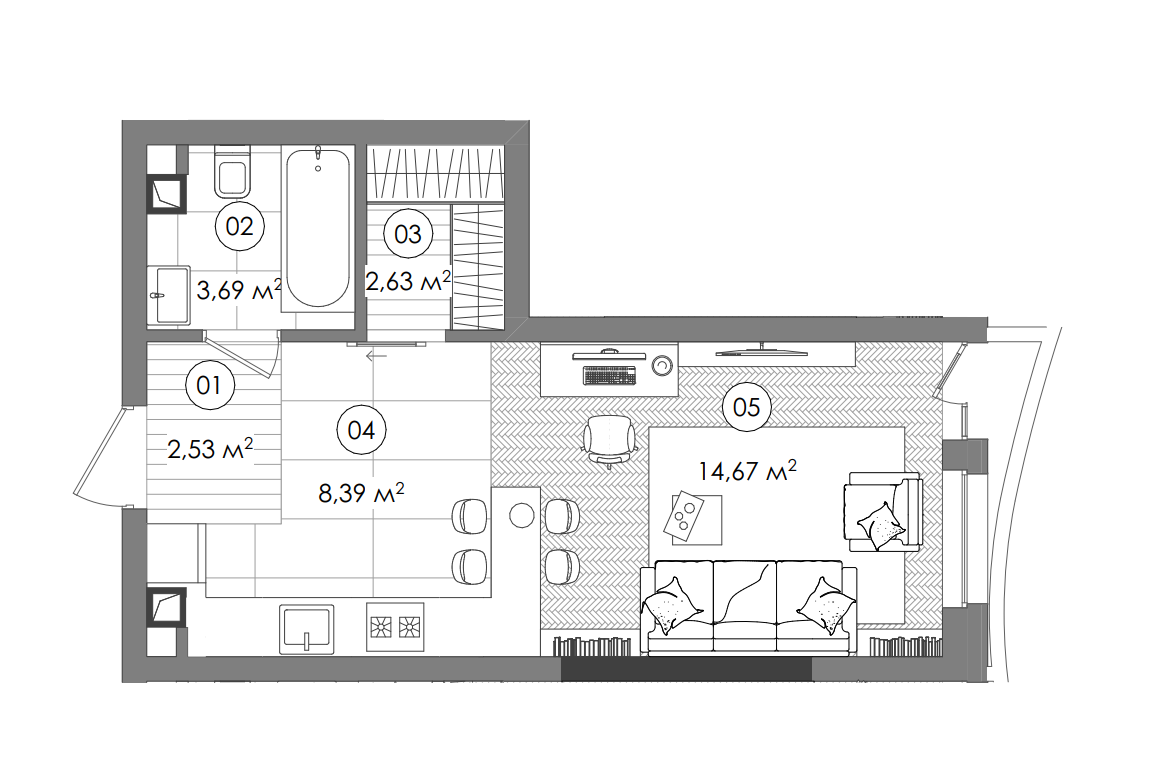 1-кімнатна 31.91 м² в ЖК Creator City від 50 530 грн/м², Київ