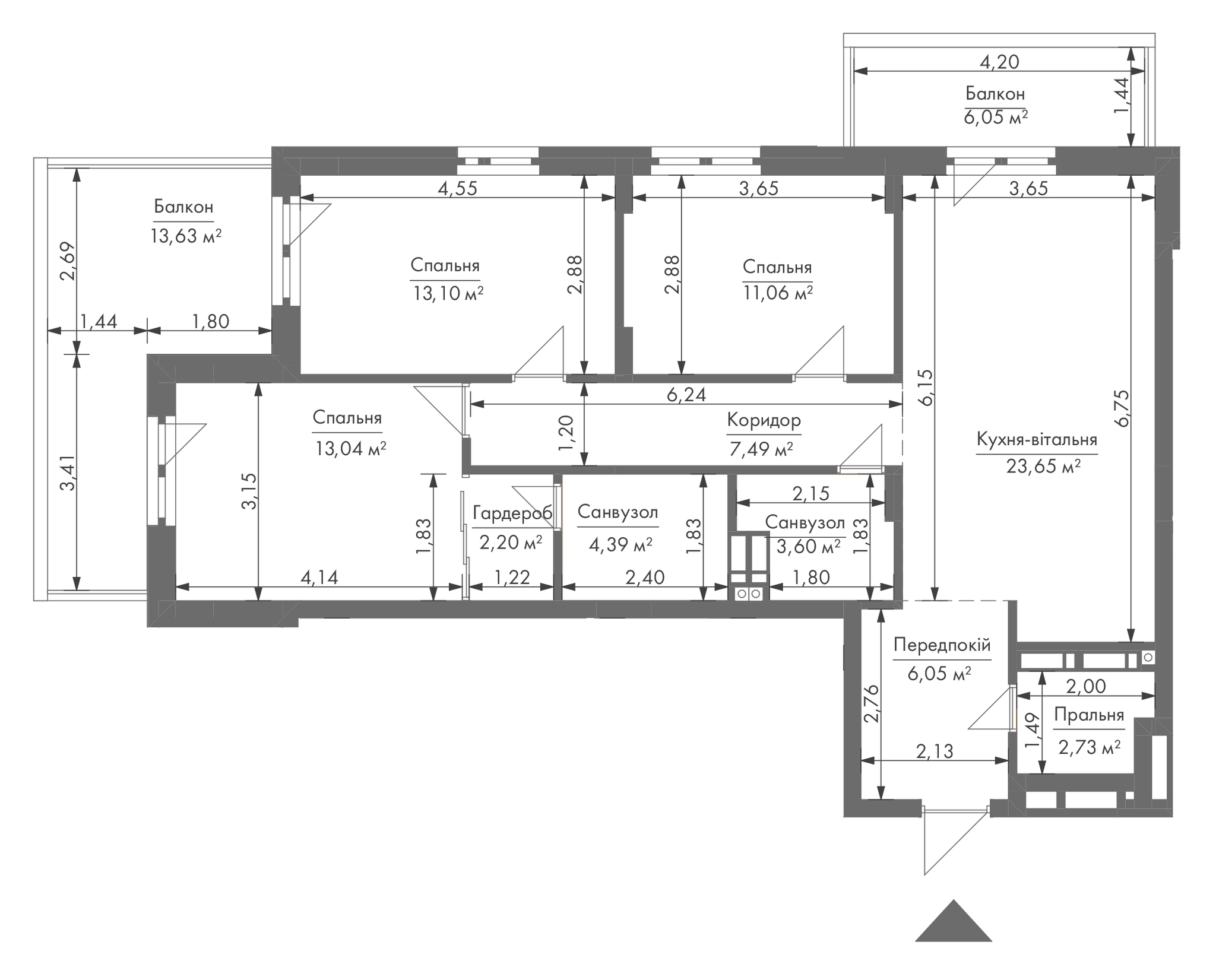 3-кімнатна 93.2 м² в ЖК Gravity Park від 32 062 грн/м², Київ