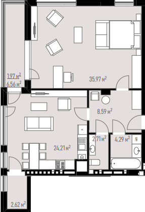 1-комнатная 81.71 м² в ЖК Grand Residence от 70 600 грн/м², Львов