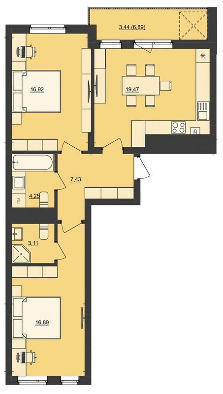2-комнатная 71.51 м² в ЖК Mill Town от 42 050 грн/м², Львов