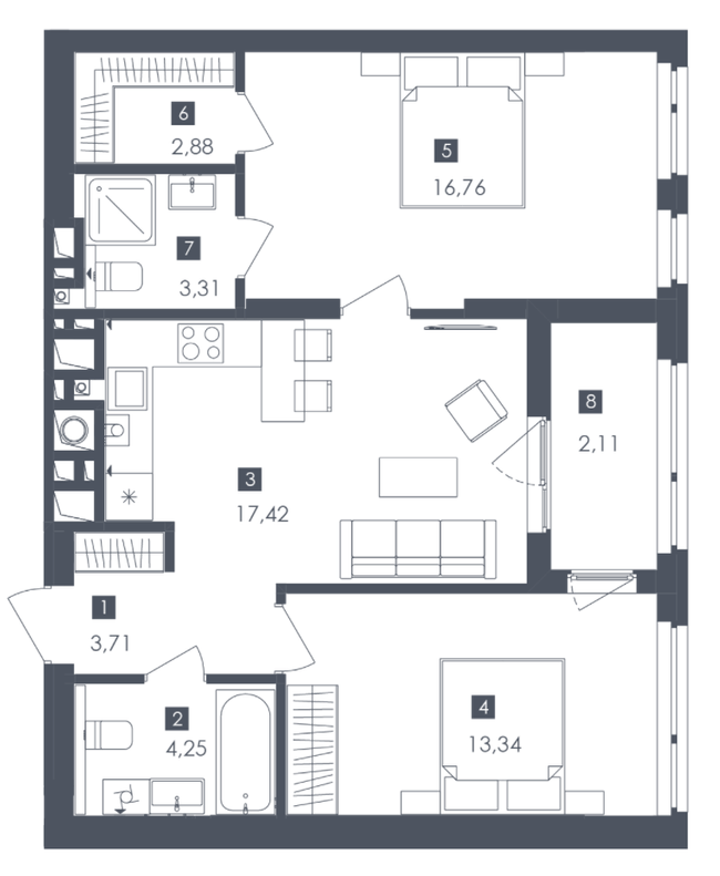 2-кімнатна 63.78 м² в ЖК Safe Town від 35 300 грн/м², Львів