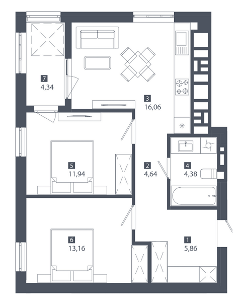 2-комнатная 60.38 м² в ЖК Cinematic от 39 550 грн/м², Львов