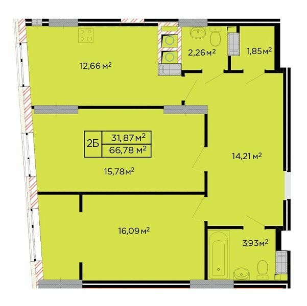 2-комнатная 66.78 м² в ЖК Счастливый от 20 000 грн/м², Львов