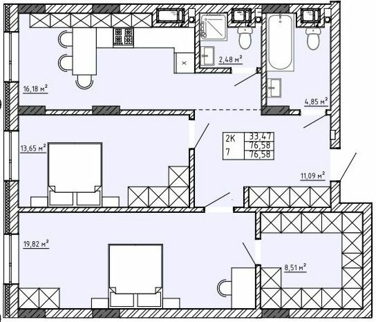 2-комнатная 76.38 м² в Апарт-комплекс APART HALL от 18 000 грн/м², с. Сокольники