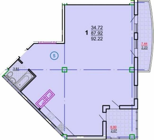 1-комнатная 92.22 м² в ЖК the first capital residence от 57 200 грн/м², Харьков