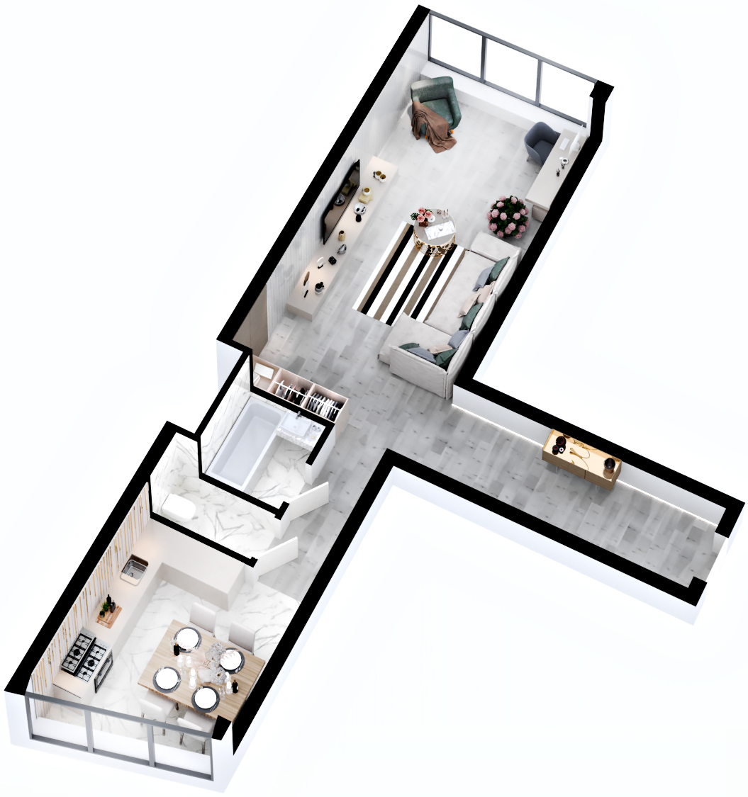1-комнатная 52.98 м² в ЖК RYBALSKY от 60 625 грн/м², Киев