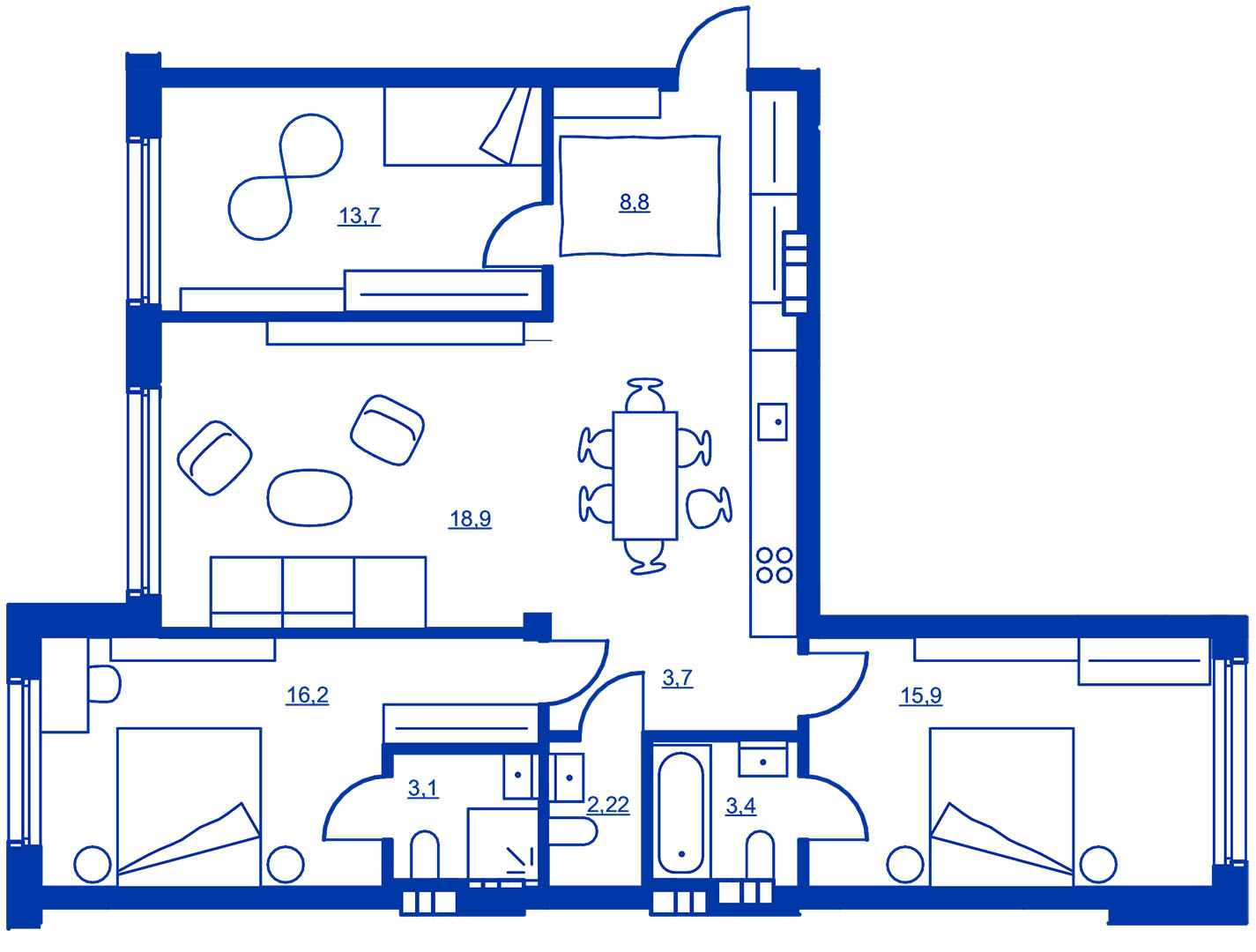 3-комнатная 98.22 м² в ЖК RYBALSKY от 58 650 грн/м², Киев
