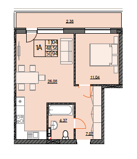 1-комнатная 50.94 м² в ЖК River Port от 42 000 грн/м², г. Ирпень