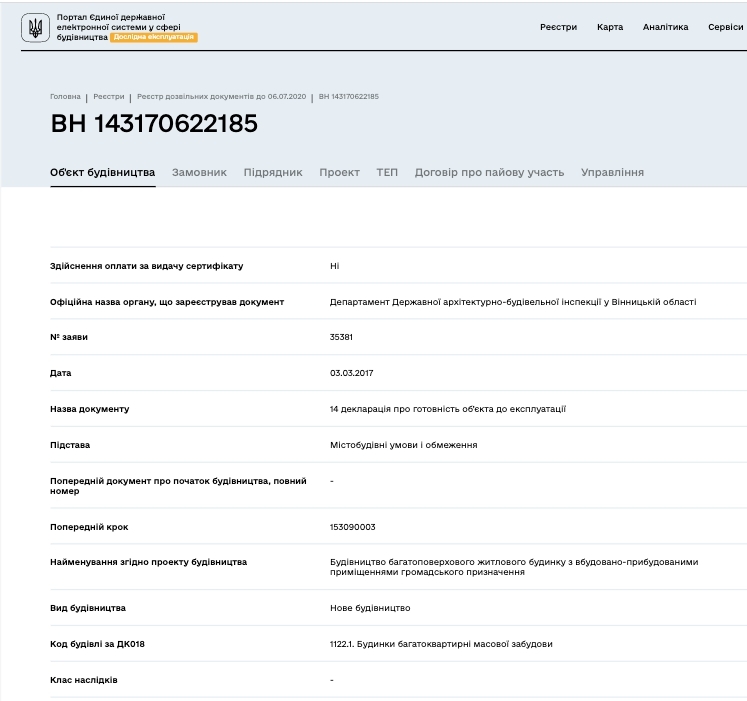 Сертификат о готовности Секция 3, ЖК Резиденция