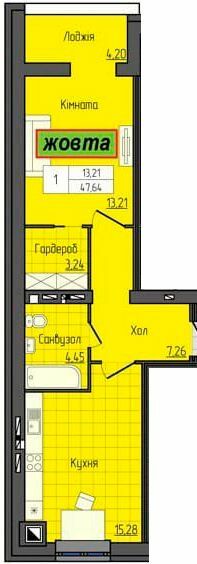 1-комнатная 47.64 м² в ЖК Grand City Dombrovskyi от 21 700 грн/м², Житомир