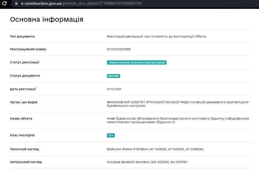 Сертификат о готовности Дом 2, ЖК Бургундия