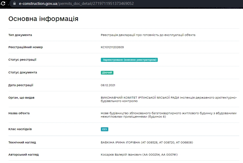 Сертификат о готовности Дом 2, ЖК Бургундия
