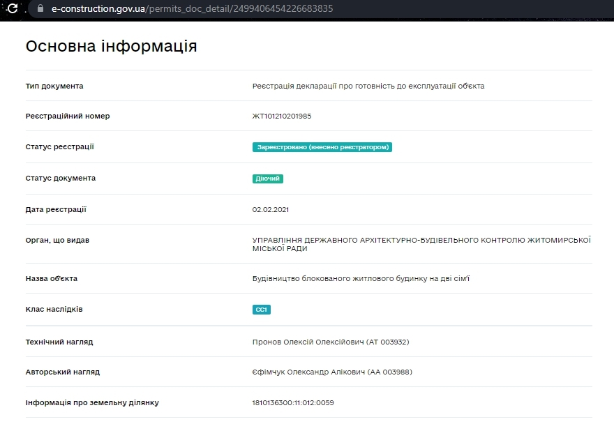 Сертификат о готовности Дом, ЖК Три шоколада