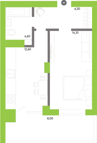 1-кімнатна 45.6 м² в ЖК Оселя Парк від 26 500 грн/м², Луцьк