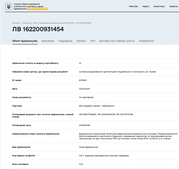 Сертификат о готовности Секция 3, ЖК Plus на Роксоляны