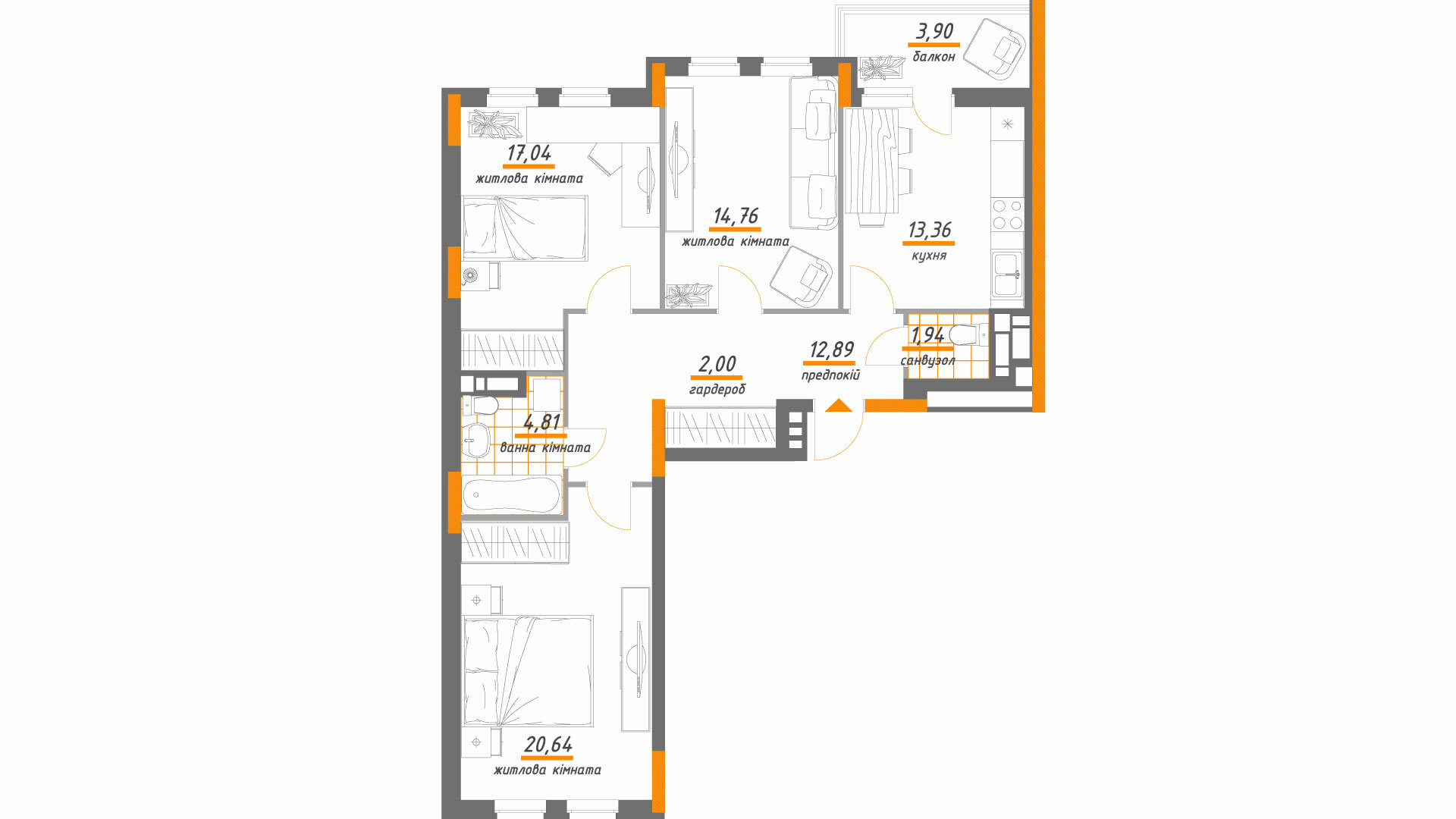 3-кімнатна 91.34 м² в ЖК Нивки-Парк від 39 615 грн/м², Київ