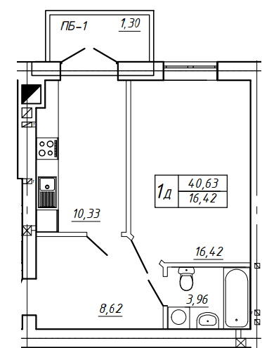 1-комнатная 40.63 м² в МЖК Семья от 20 100 грн/м², Ровно