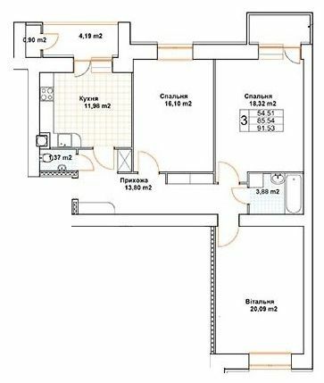 3-кімнатна 91.53 м² в ЖК Богуслава від 18 000 грн/м², Тернопіль