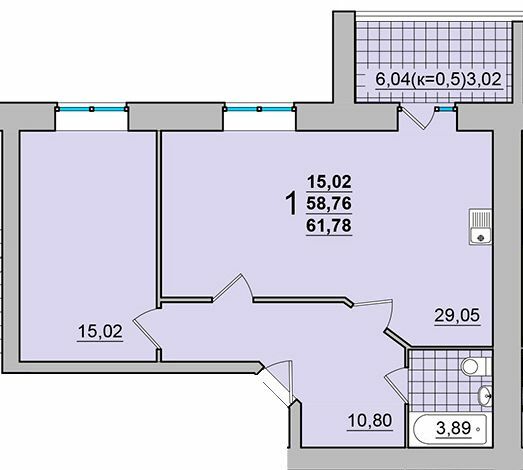 1-кімнатна 61.78 м² в ЖК М'ятний від 15 500 грн/м², м. Прилуки