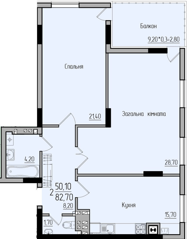 2-комнатная 82.7 м² в ЖК Comfort Hall от 15 600 грн/м², Черновцы