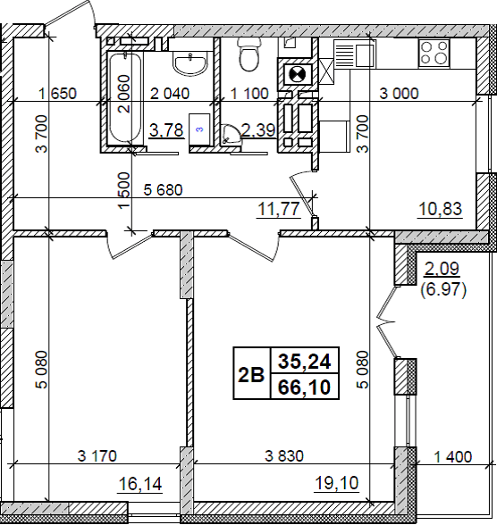 2-комнатная 66.1 м² в ЖК Оазис Буковини от 14 500 грн/м², Черновцы