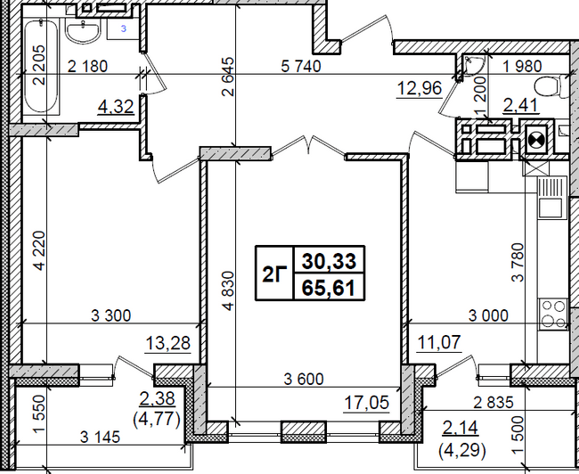 2-кімнатна 65.61 м² в ЖК Оазис Буковини від 14 500 грн/м², Чернівці