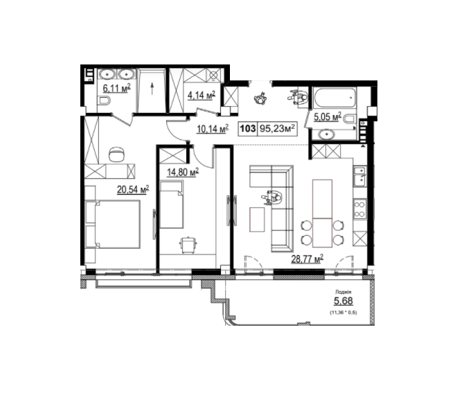 2-кімнатна 95.23 м² в КК Chateau Grand від 58 911 грн/м², Одеса