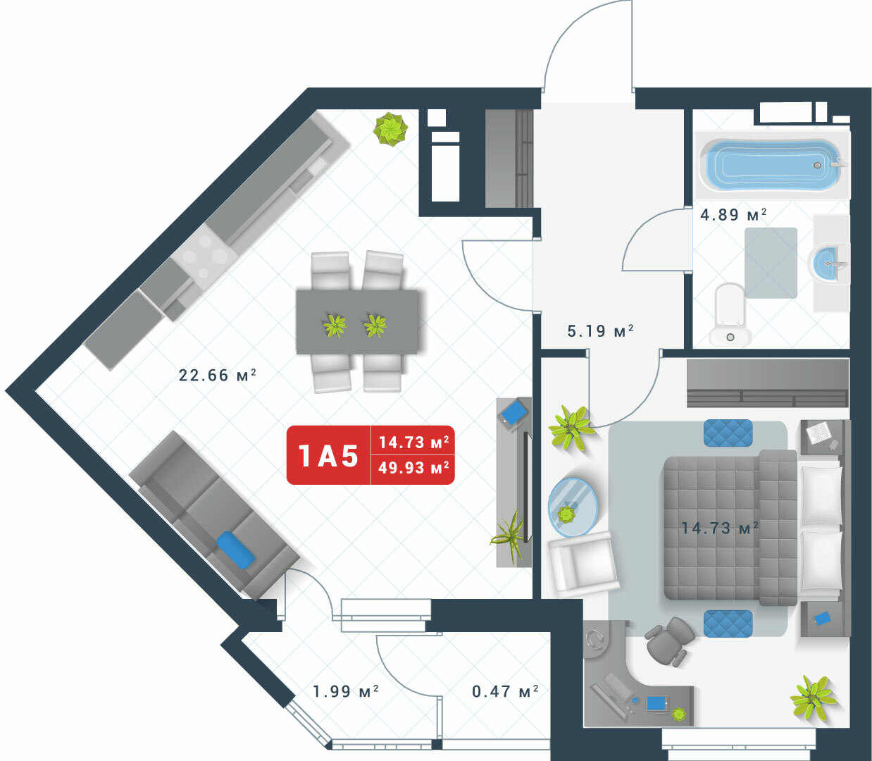 1-кімнатна 49.93 м² в ЖК Причал 8 від 39 198 грн/м², Київ