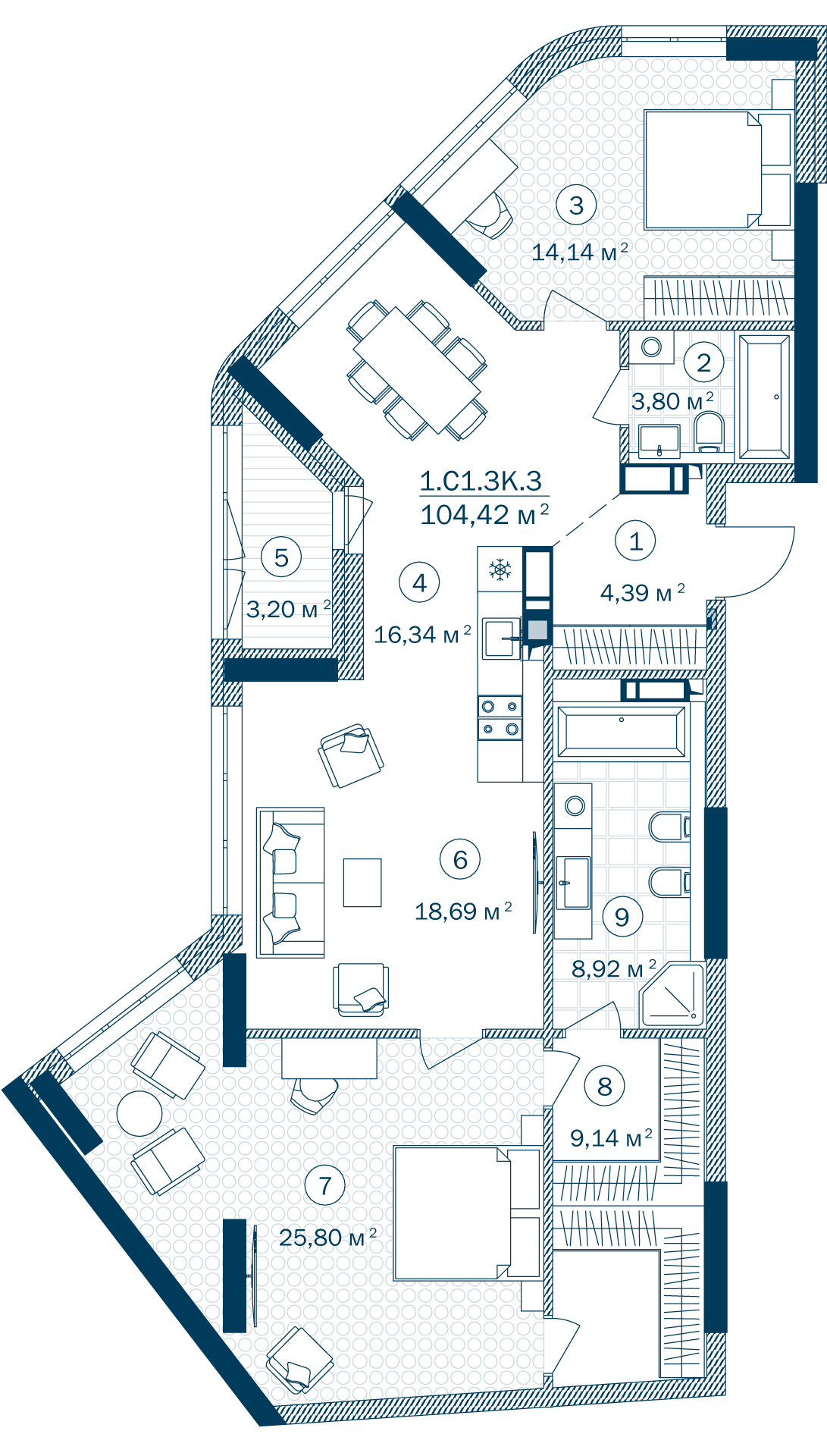 3-комнатная 104.42 м² в ЖК Rusaniv Residence от 36 264 грн/м², Киев