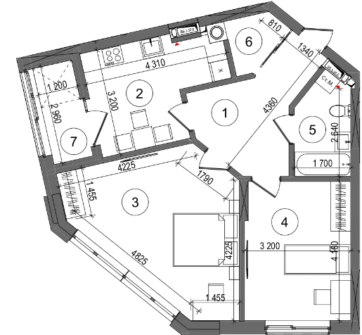 2-комнатная 64.07 м² в ЖК Protsev от 23 200 грн/м², с. Процев