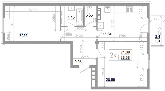 2-кімнатна 71.69 м² в ЖК Scandia від 22 000 грн/м², м. Бровари