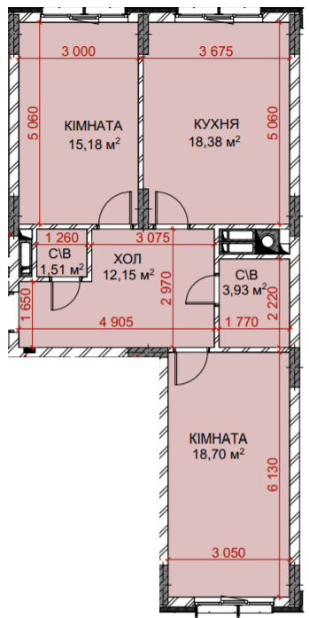 2-кімнатна 69.85 м² в ЖК Riverside від 34 000 грн/м², с. Погреби