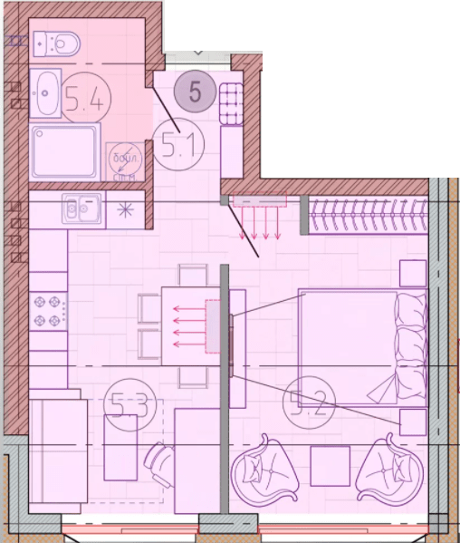 1-кімнатна 36.14 м² в ЖК Садовий від 20 400 грн/м², с. Хотянівка