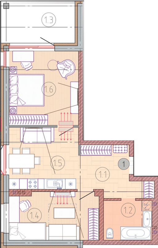 2-кімнатна 69.67 м² в ЖК Садовий від 20 400 грн/м², с. Хотянівка