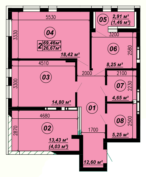 2-кімнатна 69.46 м² в ЖК Verba від 22 000 грн/м², смт Глеваха