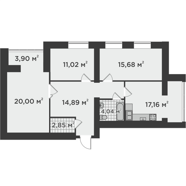 3-комнатная 93.44 м² в ЖК Millennium State от 22 700 грн/м², г. Буча