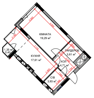 1-кімнатна 49.55 м² в ЖК На Прорізній 2 від 28 800 грн/м², смт Гостомель