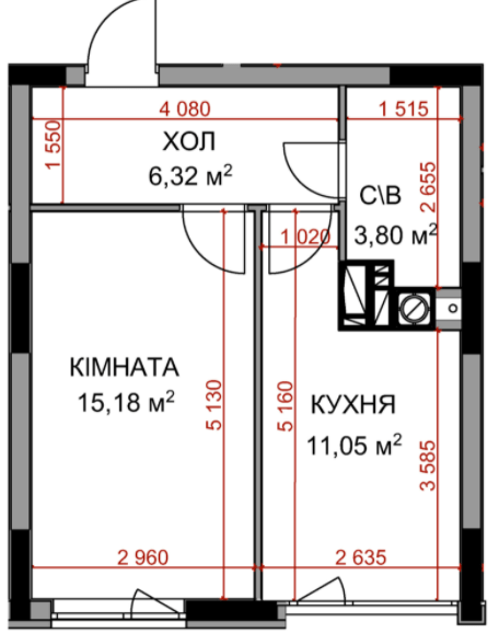 1-кімнатна 36.35 м² в ЖК На Прорізній 2 від 27 500 грн/м², смт Гостомель