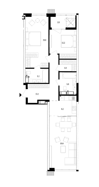 2-комнатная 93.8 м² в ЖК Русановская Гавань от 30 800 грн/м², Киев